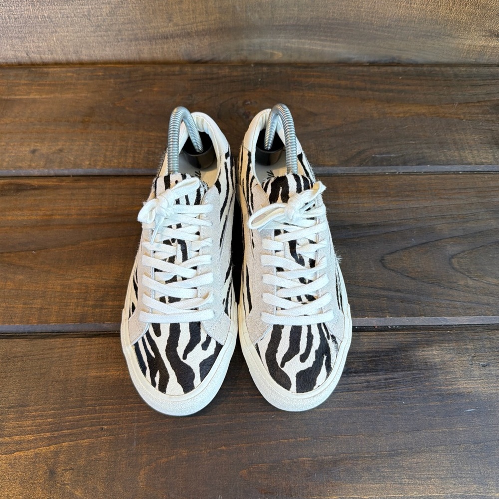 NEW Madewell Sidewalk Low Top Zebra Print Sneakers Casual Shoes Women Size 7 M